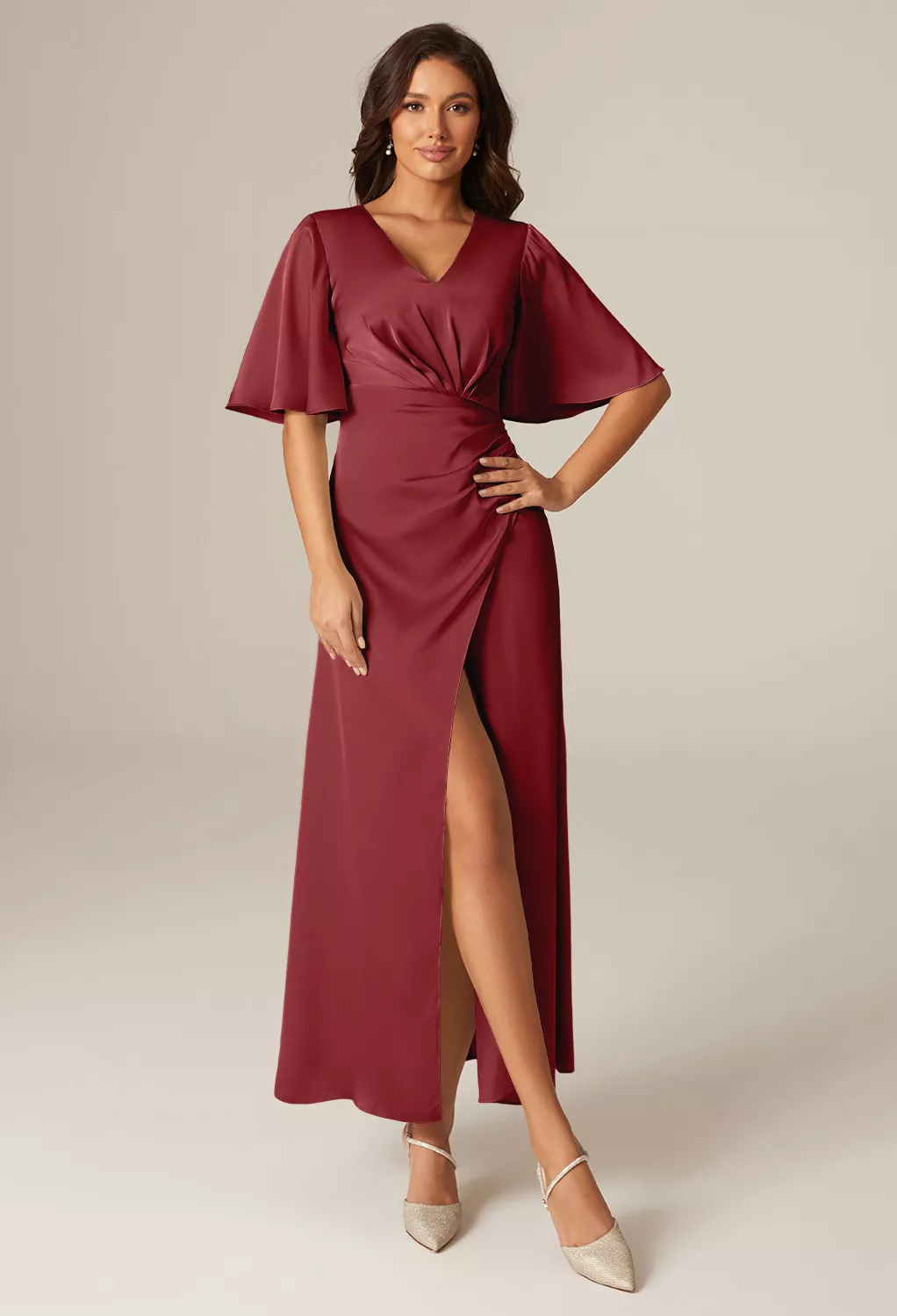 AW Gabrielle Burgundy  Wedding Guest Dresses